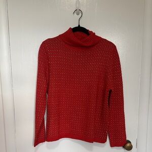 Pink Clover Textured Red Turtleneck Sweater